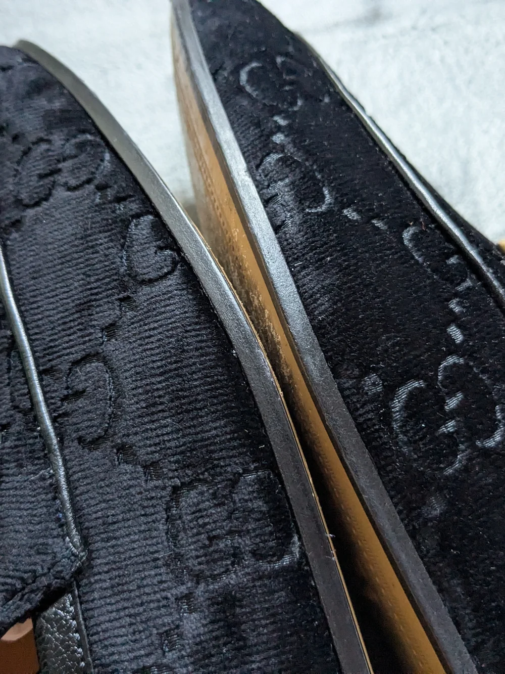 Black Velvet Horsebit Loafers - Luxury Men's Dress Shoes Gucci 10 US Monogram